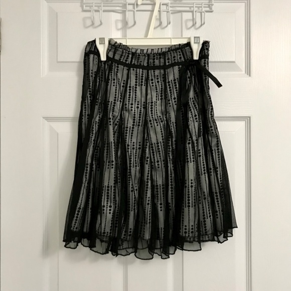 Y2K Costa Blanca Skirt Size 4/S Offset Ribbon Bow Sheer Black White - Picture 1 of 6